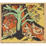 Hermann Max Pechstein 1881 Zwickau - 1955 Berlin Erlegung des Festbratens. 1911. Holzschnitt,