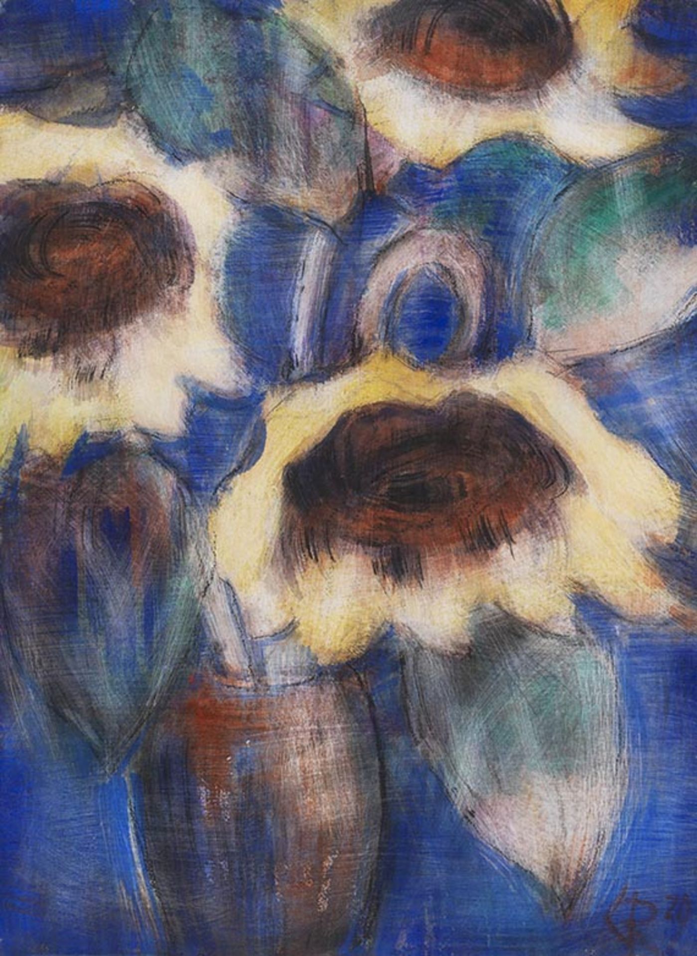 Christian Rohlfs 1849 Niendorf/Holstein - 1938 Hagen Sonnenblumen. 1929. Wassertempera. Nicht bei