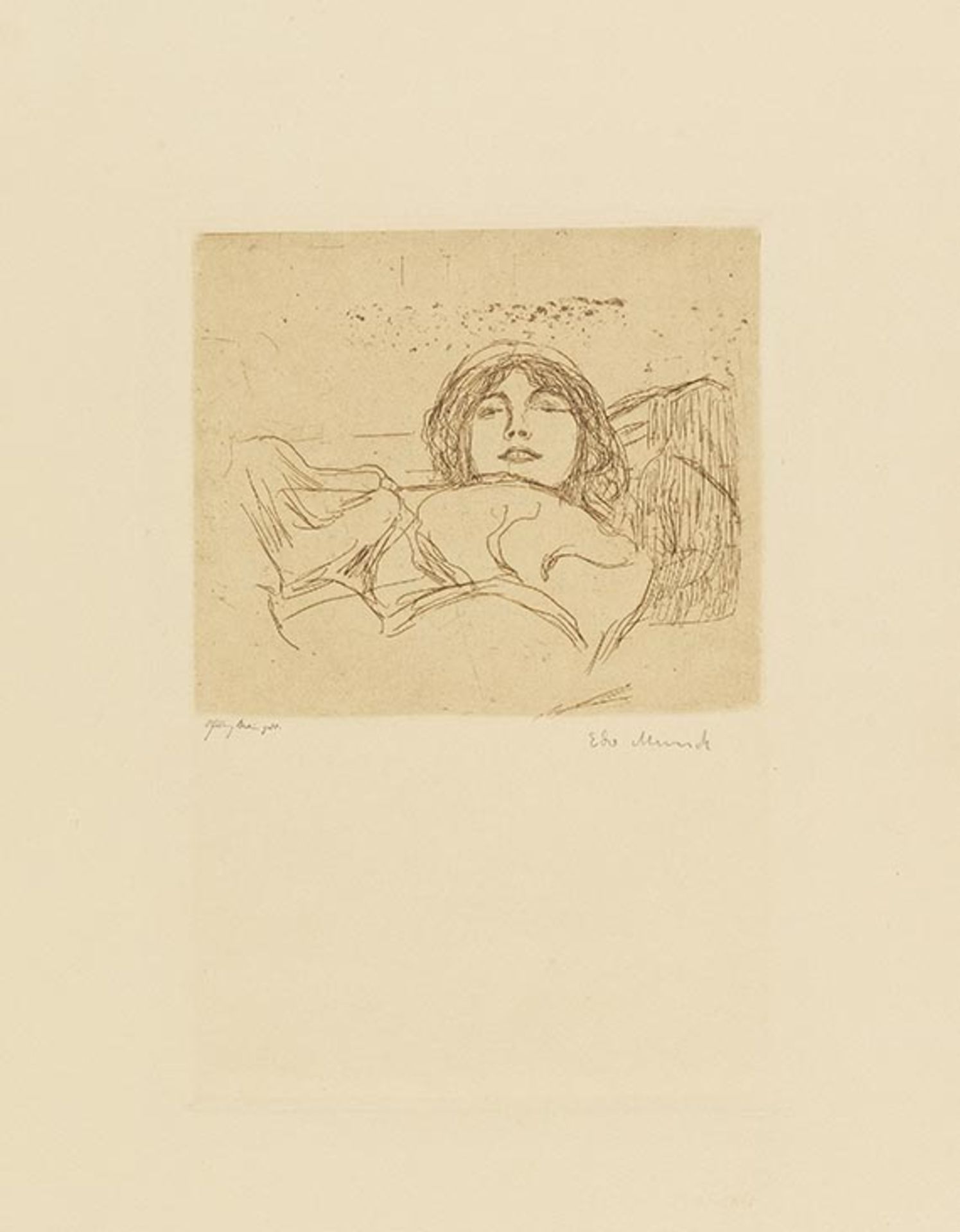 Edvard Munch 1863 Loyten - 1944 Ekely bei Oslo Junge Frau. 1896. Radierung mit Plattenton. Schiefler