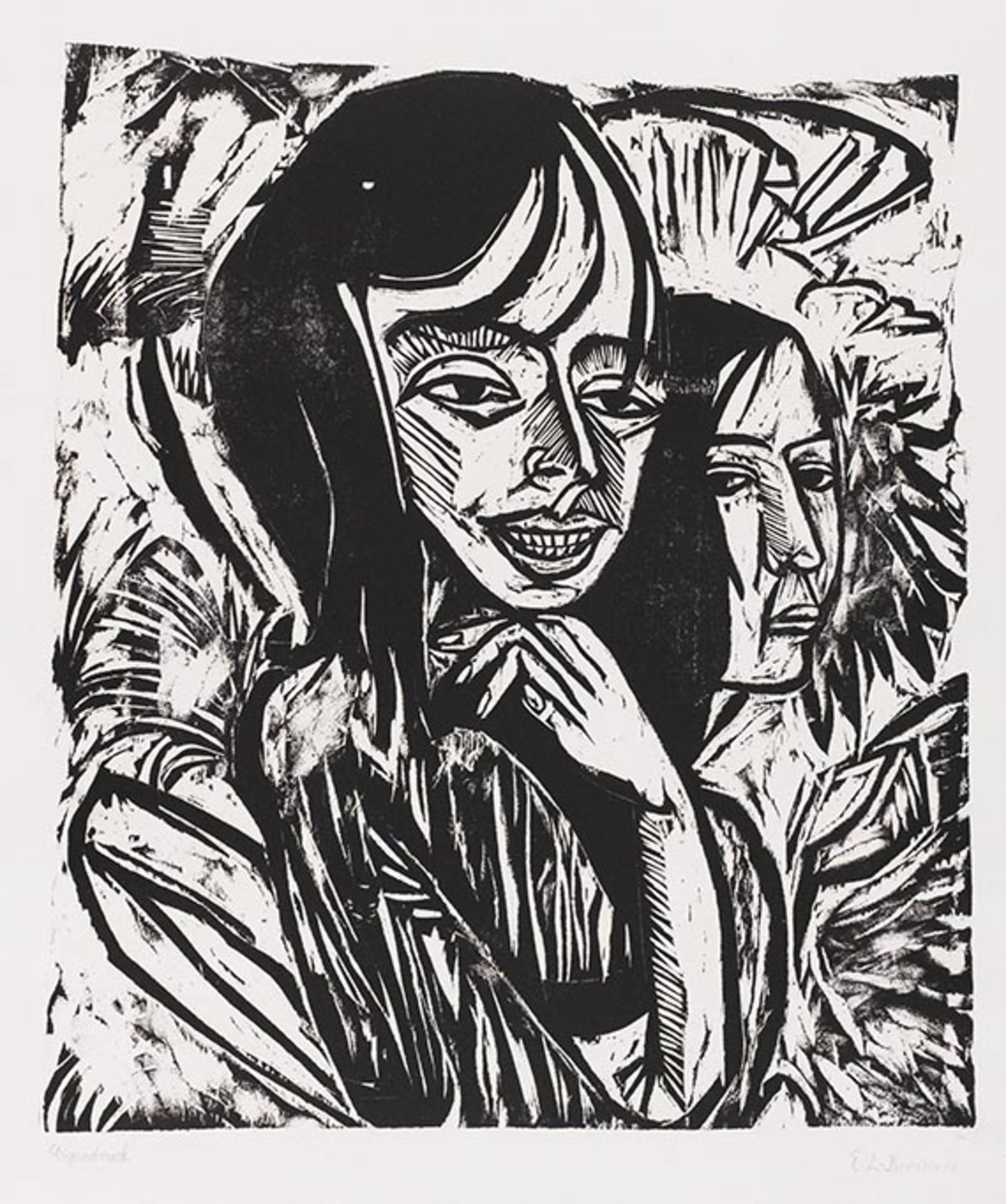 Ernst Ludwig Kirchner 1880 Aschaffenburg - 1938 Davos Fehmarnmädchen. 1913. Holzschnitt. Gercken 614