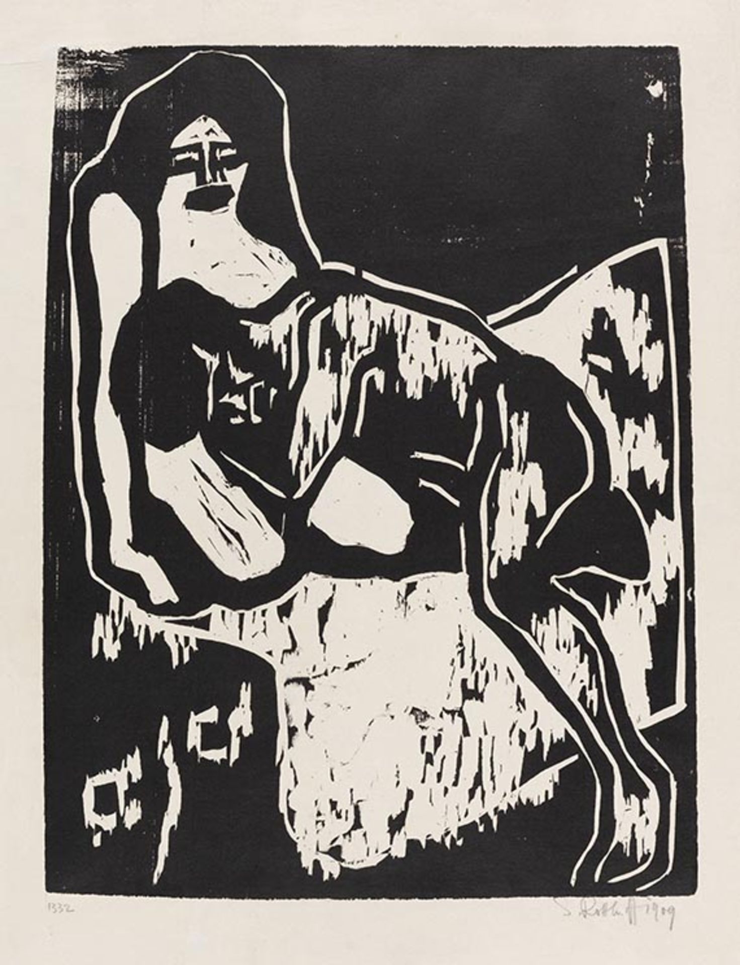 Karl Schmidt-Rottluff 1884 Rottluff bei Chemnitz - 1976 Berlin Liebespaar. 1909. Holzschnitt.