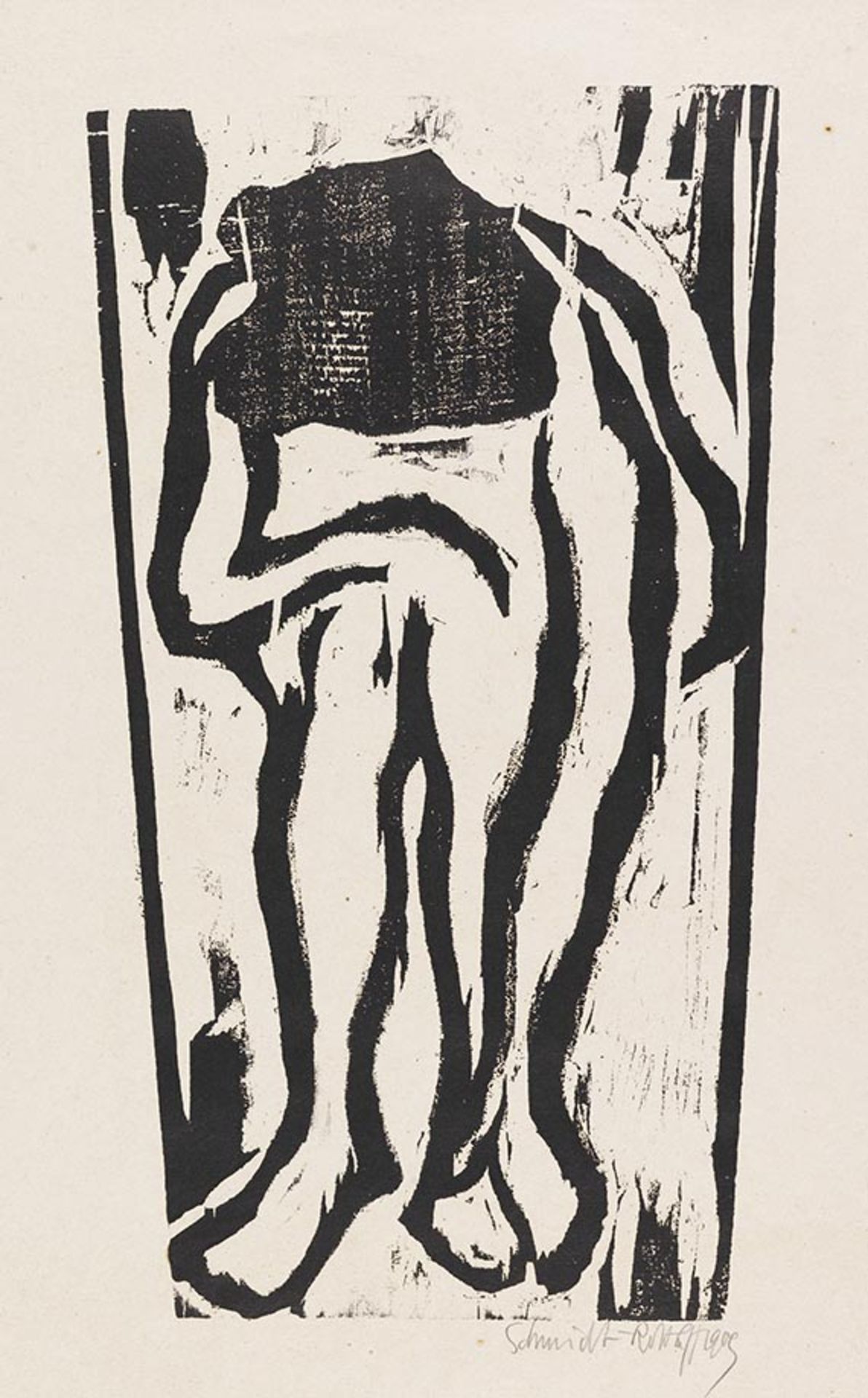 Karl Schmidt-Rottluff 1884 Rottluff bei Chemnitz - 1976 Berlin Toilette. 1909. Holzschnitt. Schapire