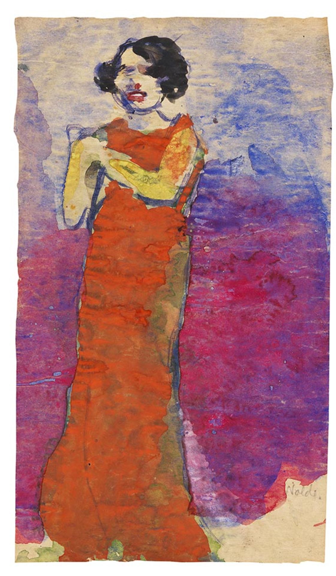 Emil Nolde 1867 Nolde/Nordschleswig - 1956 Seebüll/Schleswig-Holstein Diseuse mit rotem Kleid.