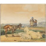 Wilhelm von Kobell 1766 Mannheim - 1855 München Zwei Mädchen mit Ziegen auf der Weide. 1795.