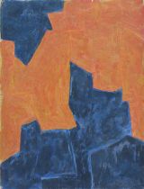 Serge Poliakoff 1900 Moskau - 1969 Paris Composition bleue et orange. Um 1963. Gouache. Rechts unten