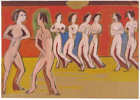 Ernst Ludwig Kirchner 1880 Aschaffenburg - 1938 Davos Tanzschule Wigman. Um 1926. Gouache über