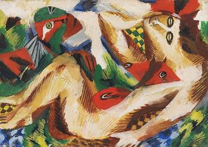 Ernst Wilhelm Nay 1902 Berlin - 1968 Köln Liegende. 1943. Gouache. Rechts unten signiert und