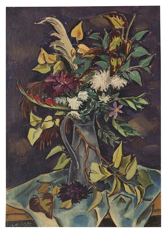Karl Hofer 1878 Karlsruhe - 1955 Berlin Herbstblumen. 1917. Öl auf Leinwand. Links unten