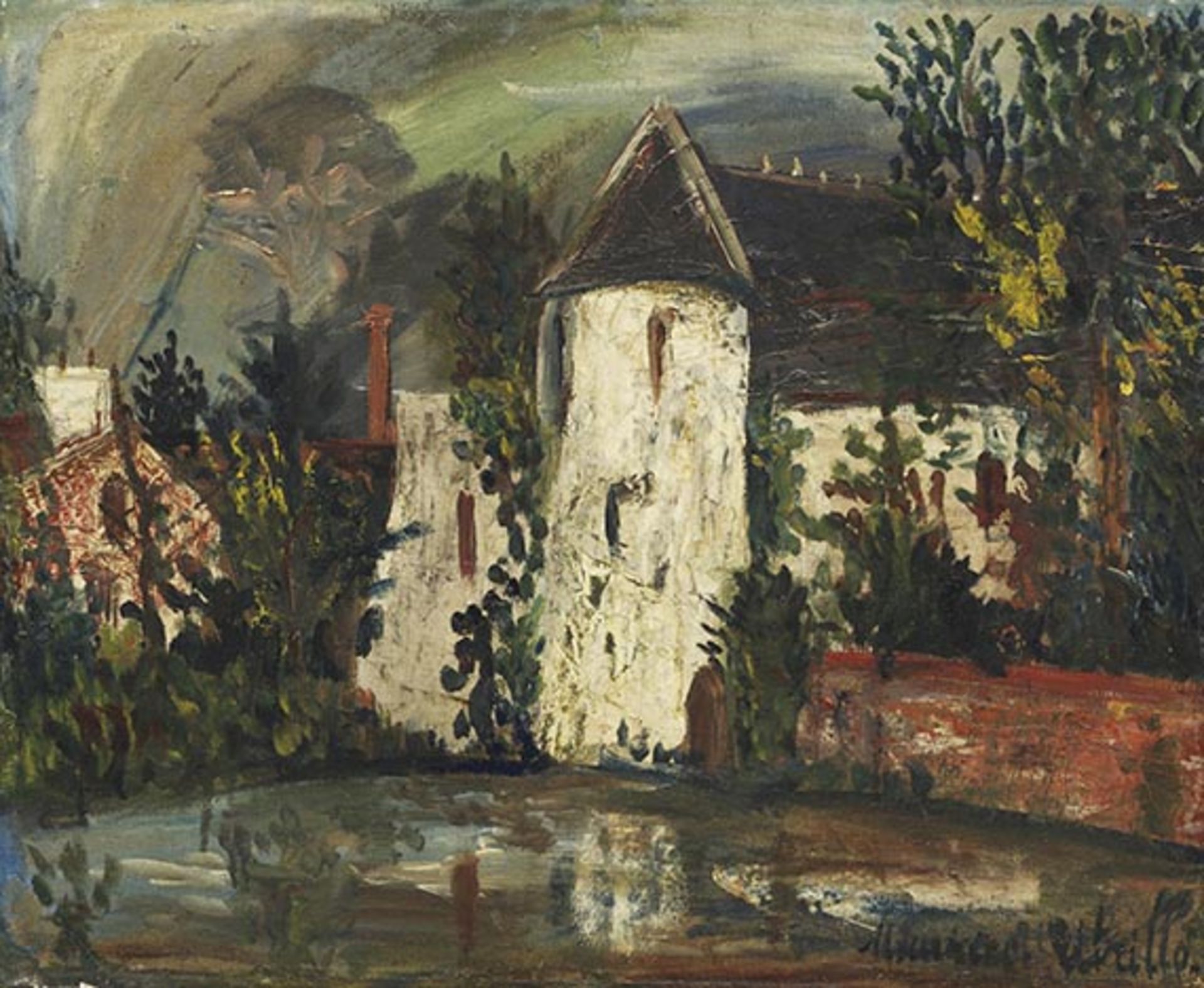 Maurice Utrillo 1883 Paris - 1955 Dax/Landes Le Chateau. Um 1920. Öl auf Holz, parkettiert. Rechts