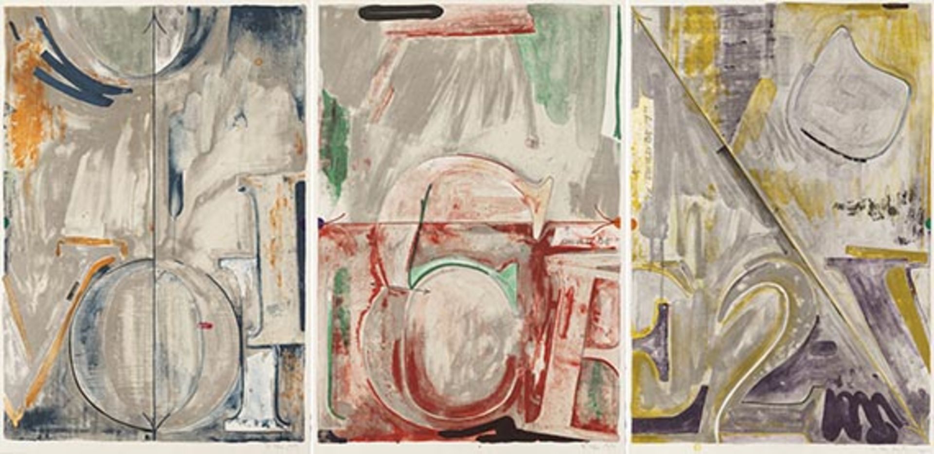 Jasper Johns 1930 Augusta - lebt und arbeitet in New York Voice II. 1982. 3 Farblithografien. ULAE