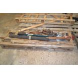 Quantity of shed clearance items to include saws, spades, forks etc