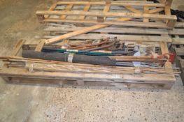 Quantity of shed clearance items to include saws, spades, forks etc