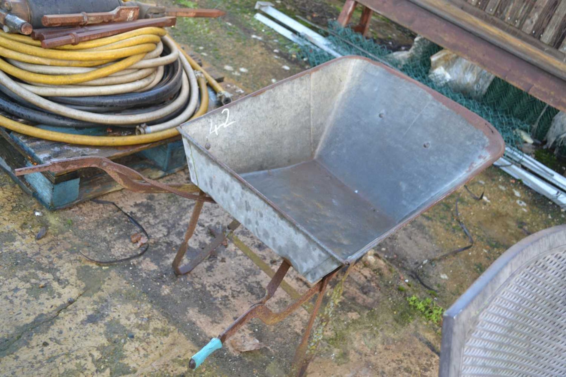 Vintage galvanised wheelbarrow