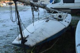 sail boat on launching trailer.