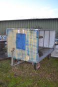Galvanised ex-airport luggage trolley, overall length approx 3 metres, height approx 168cm