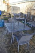 Four seater aluminium garden dining set to include table and four chairs, table height 72cm, table