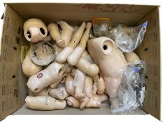 Large box of various doll bodies and limbs.