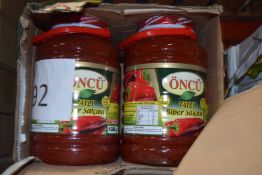 Three 4300g jars of Pepper Sauce by Oncu. Best Before Date: 10.08.25