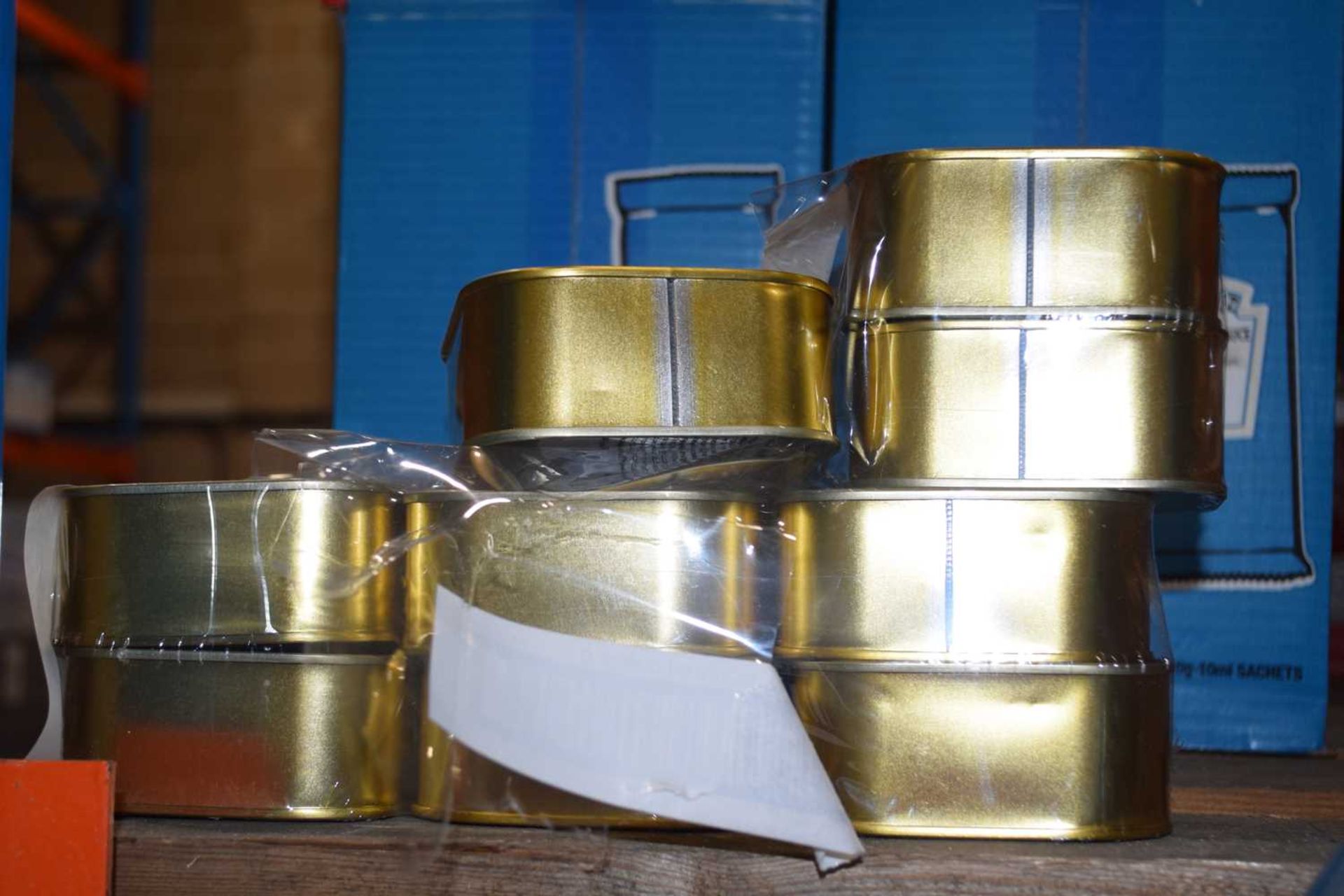 Nine 365 gram tins of anchovy fillets in sunflower oil with an expiry date of 11.07.23