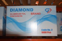 Three boxes of Diamond brand aluminium foil containders Code No 2, approx 1000 pieces per box