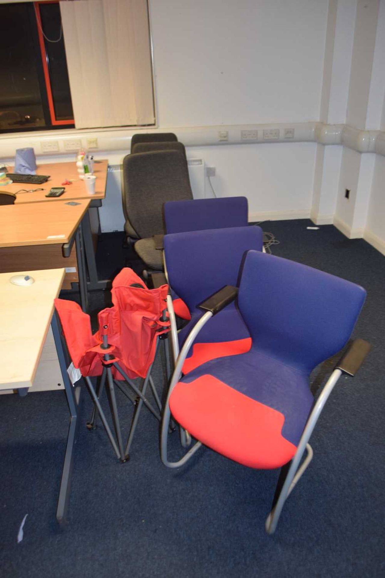 Mixed lot to include office and kitchen equipment, 3 desks, office chairs, meeting chairs, - Image 2 of 3