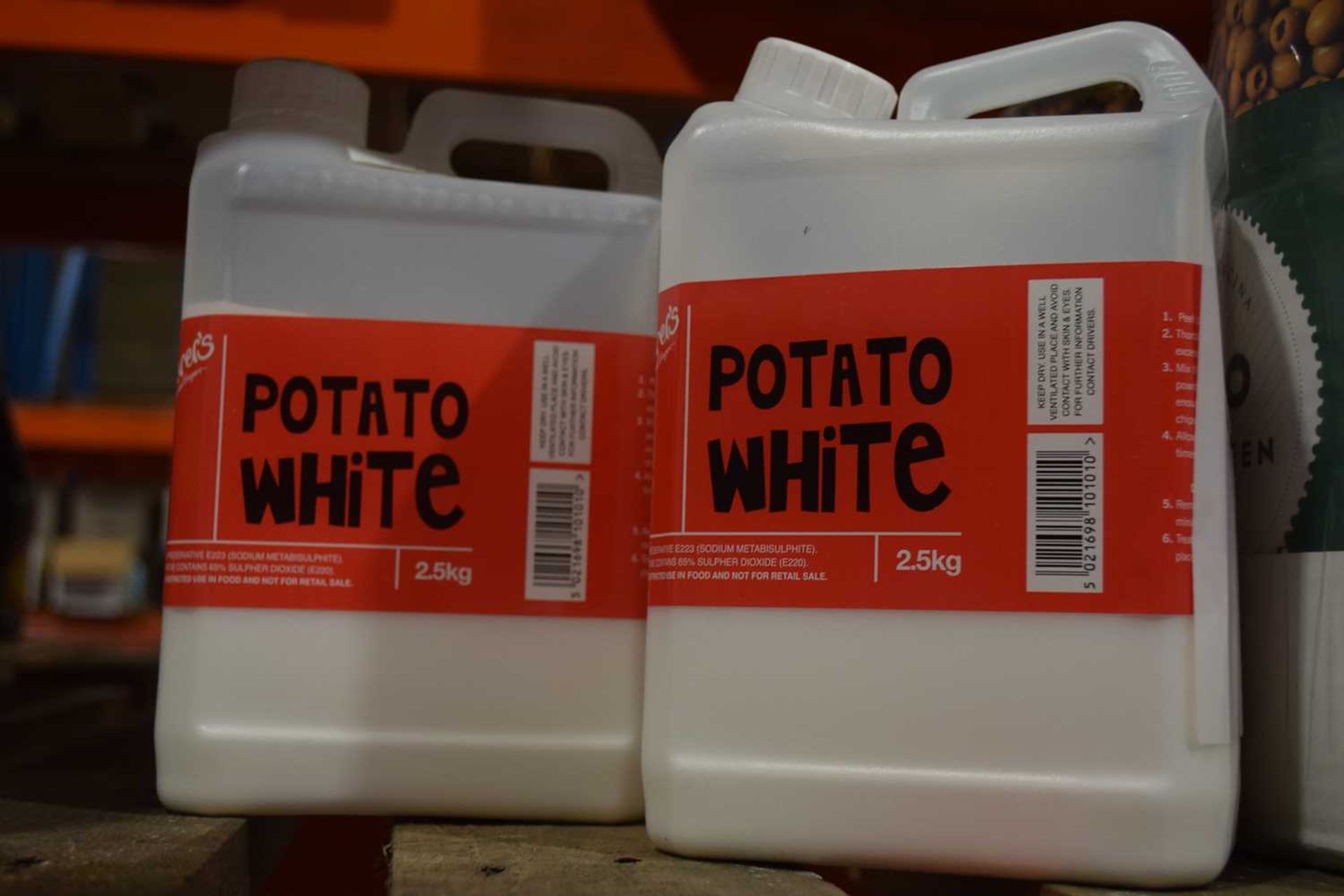 Two 2.5kg tubs of potato white powder. Best Before Date: March 24