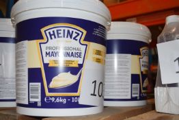 Two tubs of Heinz Professional Mayonnaise, 10 litres per tub. Best Before Date: 30.06.23