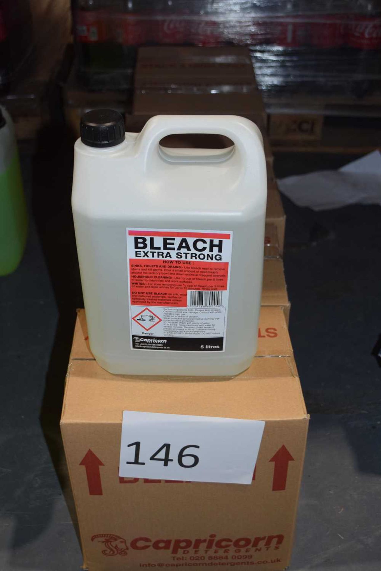 Thirteen 5 litre bottles of Extra Strong Bleach