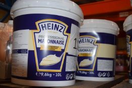 Two tubs of Heinz Professional Mayonnaise, 10 litre tubs. Best Before Date: 30.06.23