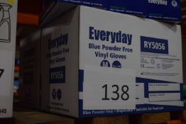 Two boxes of Blue Powder Free Vinyl Gloves, Size M, each box containing 10 small boxes of 100