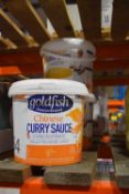 Three tubs of Chinese curry sauce concentrate, each tub 4.5kg. Best Before Date: End April 24