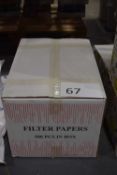 A box of filter papers, approx 500 pieces in the box