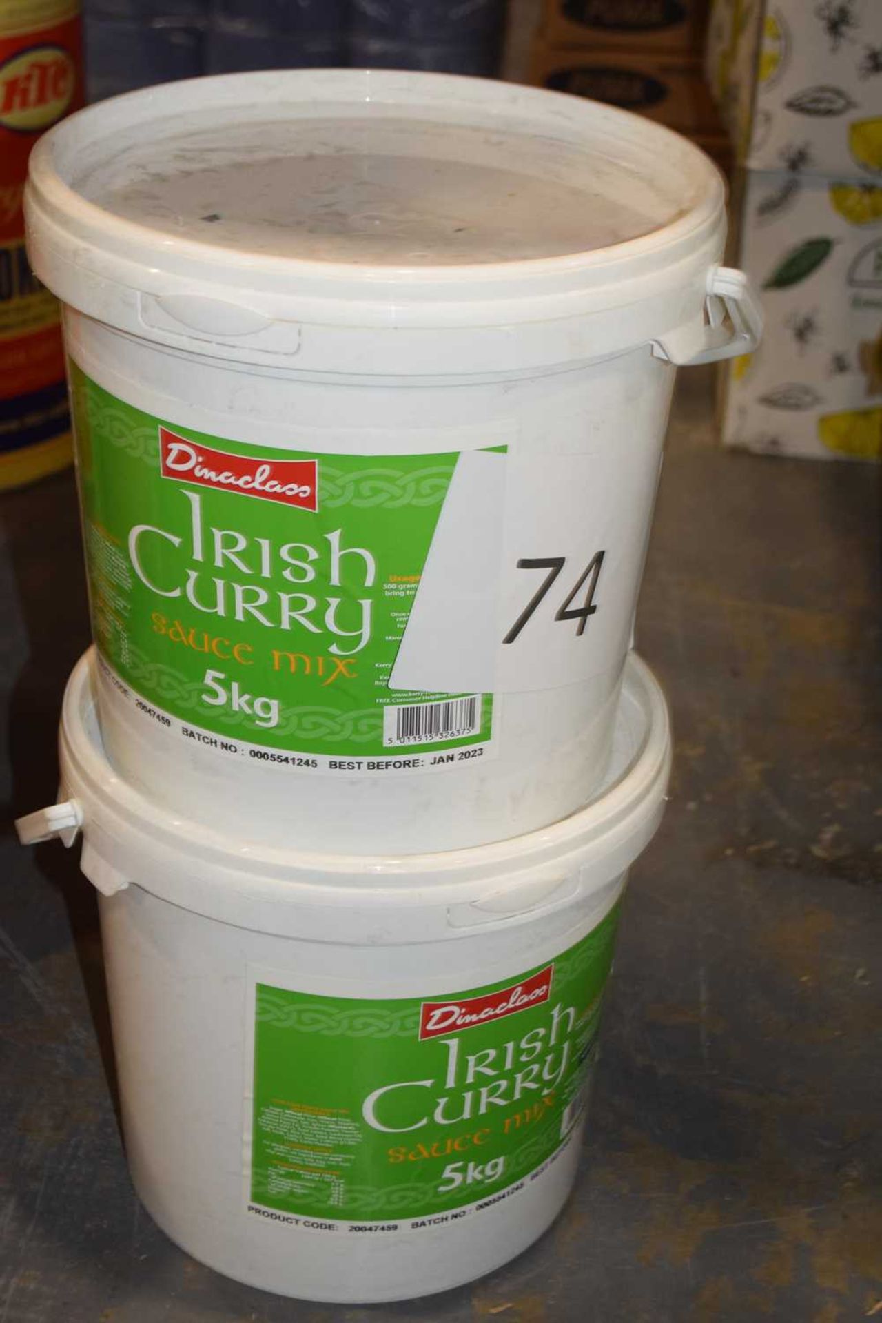 Two buckets of Irish Curry Sauce Mix. Best Before Date: Jan 23