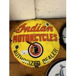 Indian Motorcycles enamel sign, width approx 30cm
