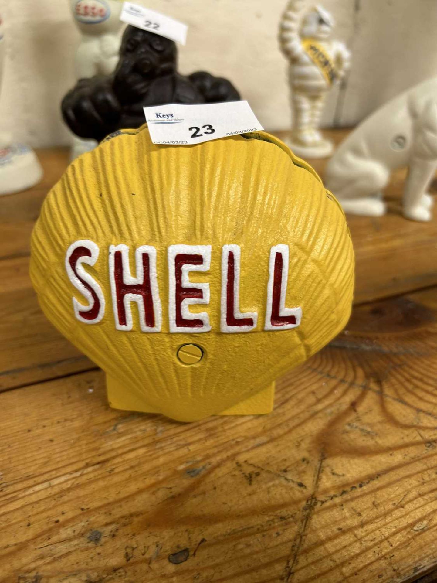 Cast Shell money box, height approx 12cm