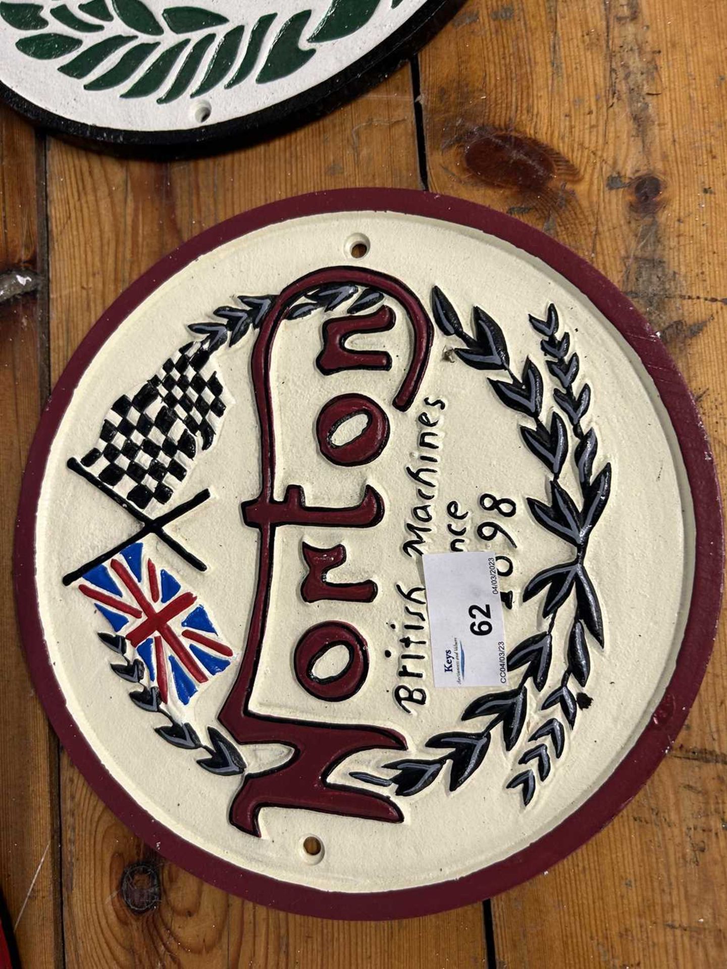 Norton Motorcycles cast advertising sign, width approx 22cm