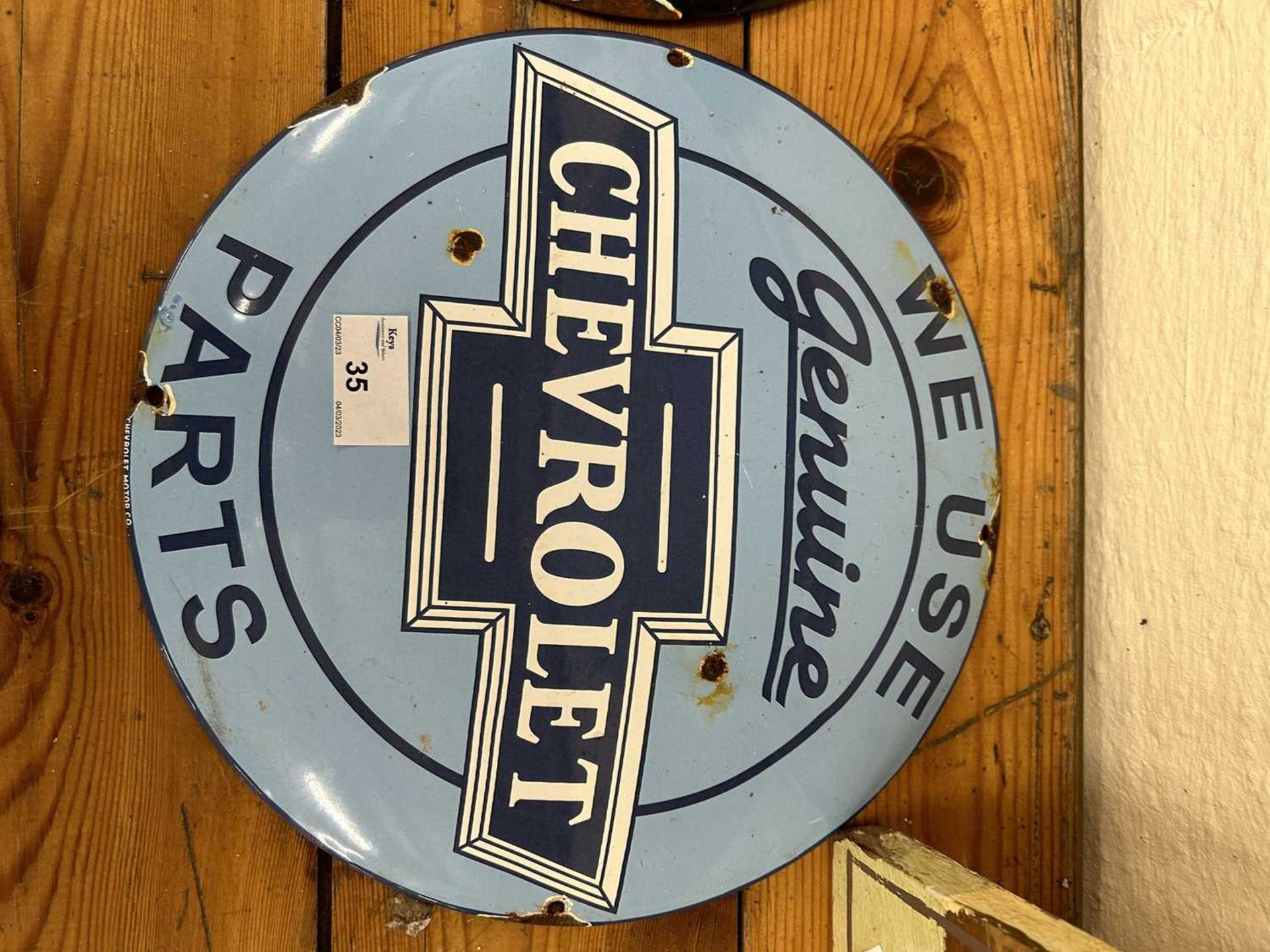 Chevrolet enamel sign, width approx 30cm