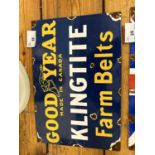 Goodyear Farm Belts enamel sign, width 30cm, height 20cm