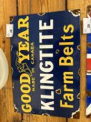 Goodyear Farm Belts enamel sign, width 30cm, height 20cm