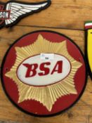 Cast BSA advertising sign, width approx 24cm
