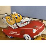 Esso Mr & Mrs Drip Happy Motoring enamel sign, height approx 30cm, width approx 50cm