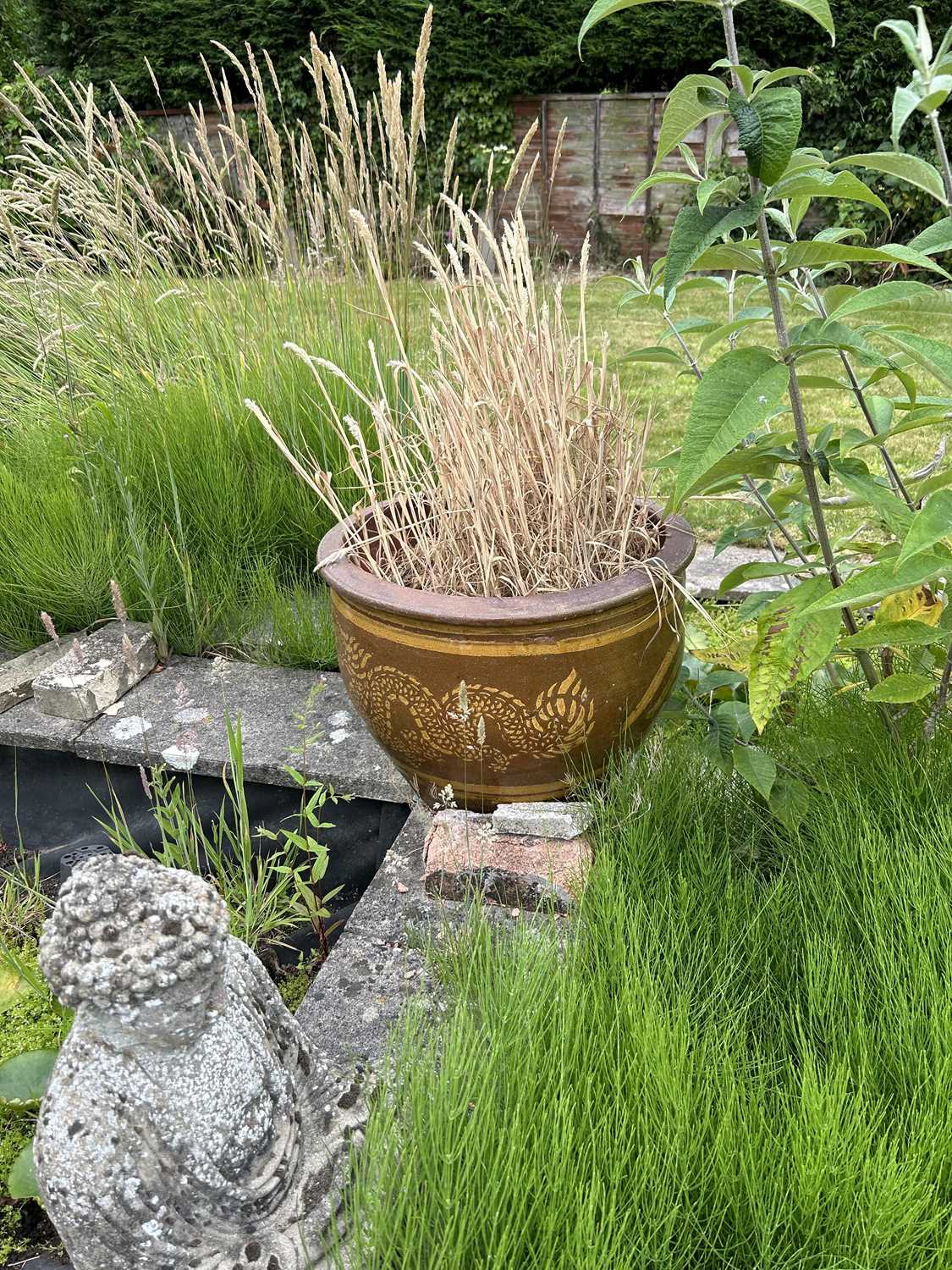 A pair of terracotta glazed plant pots, height approx 40cm, width approx 50cm - Image 2 of 2