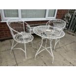 Decorative metal garden bistro set, table and two chairs