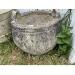Composite garden plant pot, height approx 40cm, overall width approx 55cm