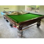 A full size snooker table together with cues, balls etc, width approx 200cm, length approx 380cm (