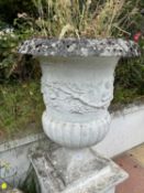 Composite garden urn, height approx 95cm, width approx 70cm