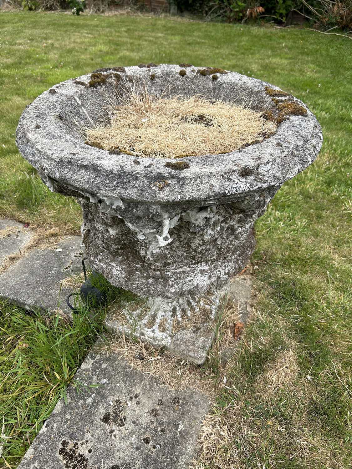 A pair of composite garden urns, height approx 65cm - Image 2 of 2