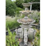 Large decorative composite water feature, height approx 200cm, overall width approx 100cm (please