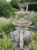 Large decorative composite water feature, height approx 200cm, overall width approx 100cm (please