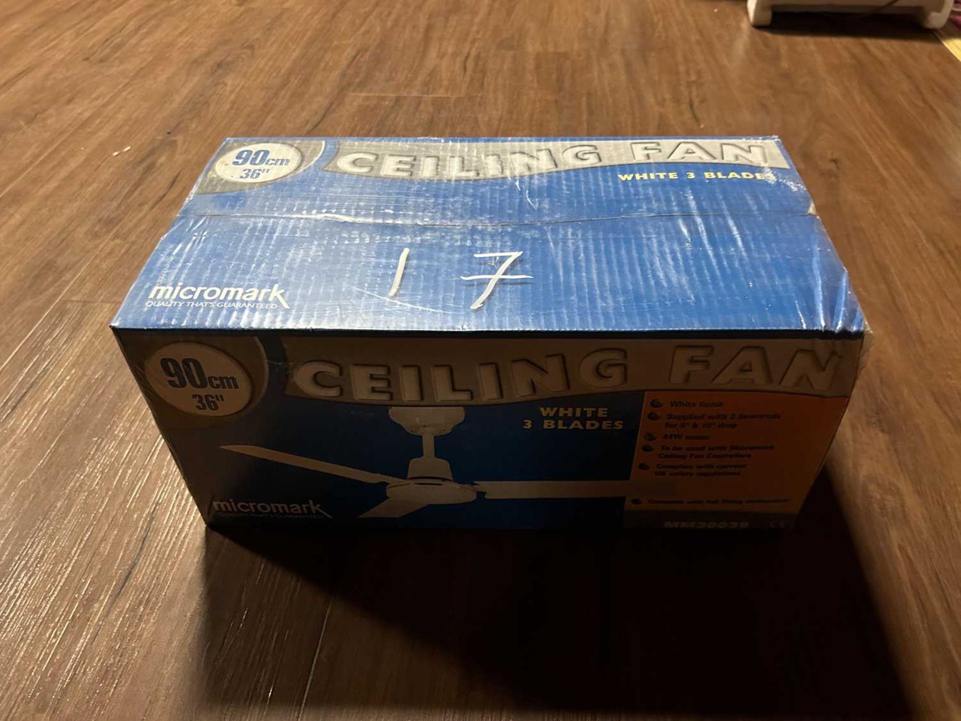boxed unopened ceiling fan